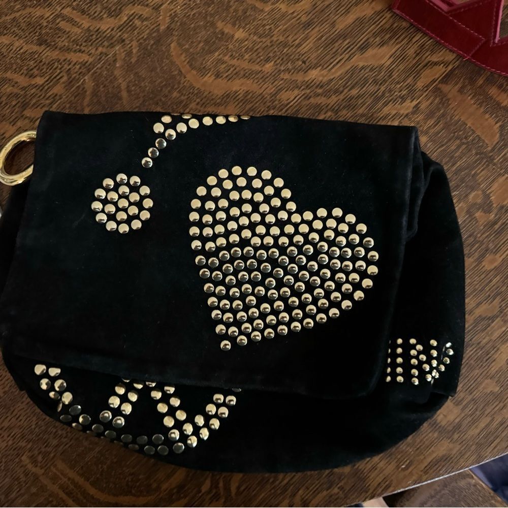 Vintage Moschino Black Suede & Gold Studded Clutch Bag - Picture 3 of 11